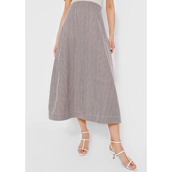 TUCKERNUCK Red Stripe Evelyn Midi Skirt NWT Size Medium - Picture 1 of 11